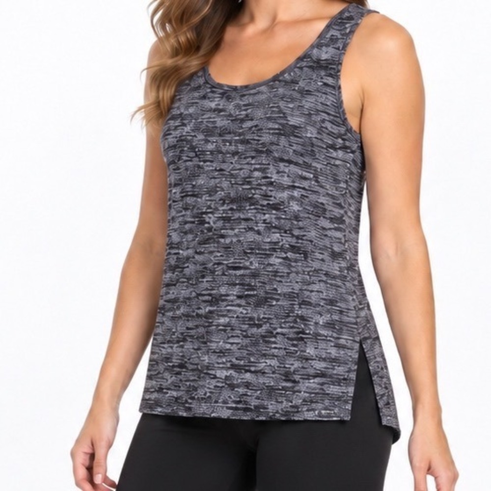 Wilfred Free Aritzia Space Dye Tank Top XS Burgundy Grey Sleeveless Side Slit